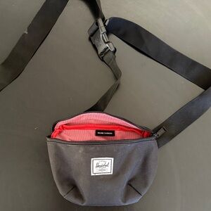 Herschel Supply Company Black Belt Bag with Red Lining